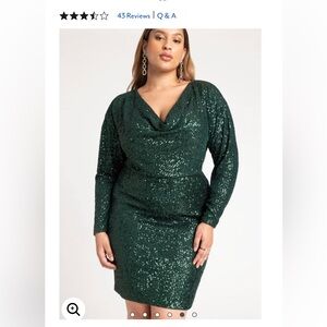 NWT | Black Eloquii Mini Cowl Sequin Dress | Sz 16